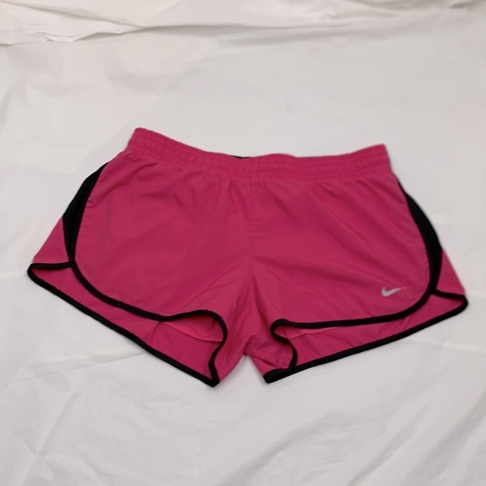 Women Nike Dri-Fit Black Dark Hot Pink Mesh Side Running Shorts Size Large